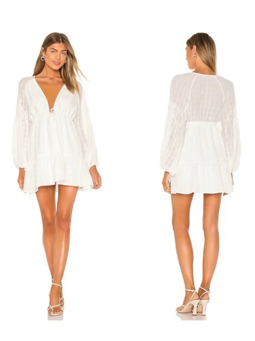 REVOLVE Finders Keepers White Long-Sleeve Mini Dress